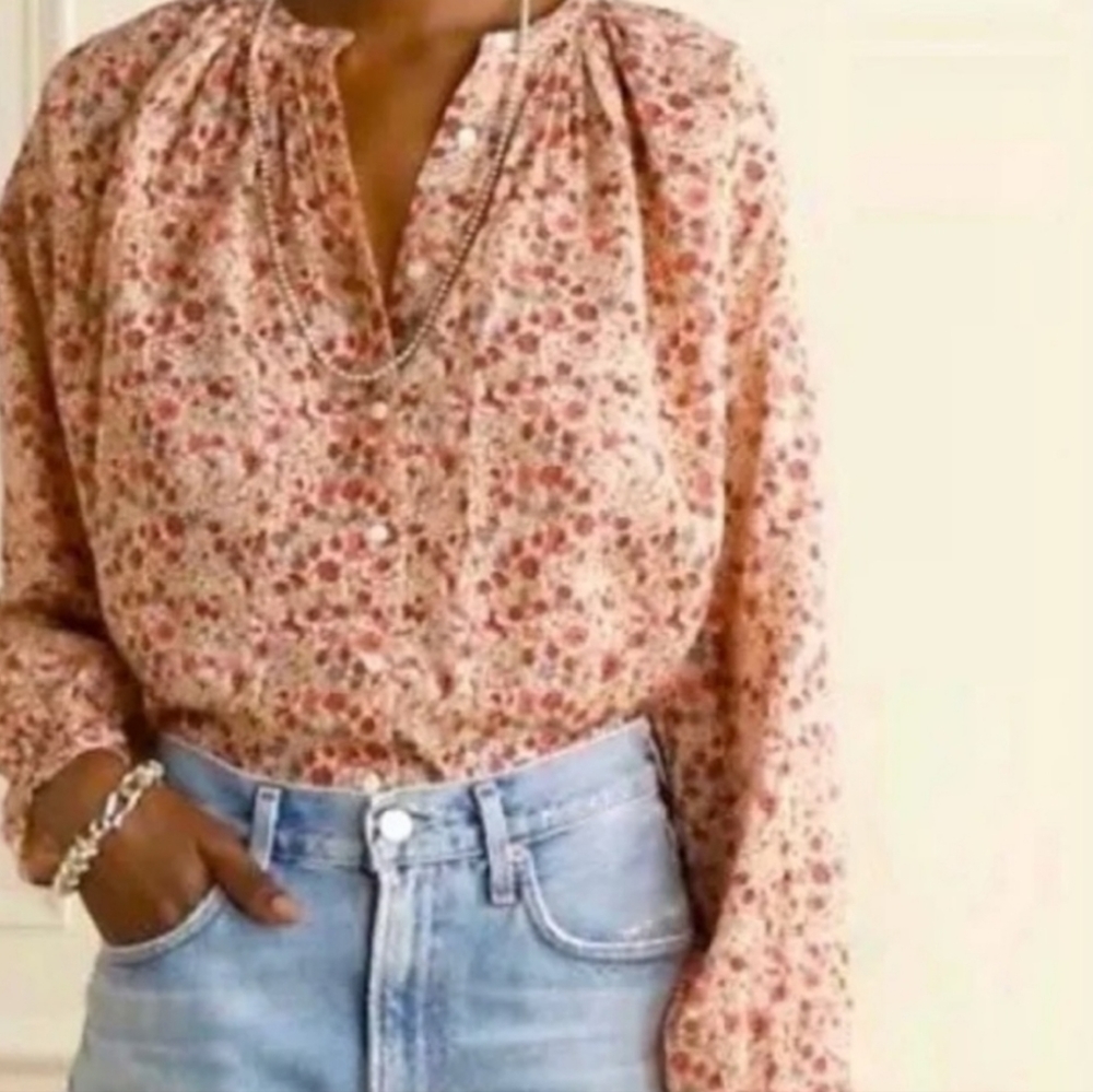 Doen Floral Blouse in Pink and Red